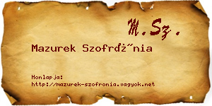 Mazurek Szofrónia névjegykártya